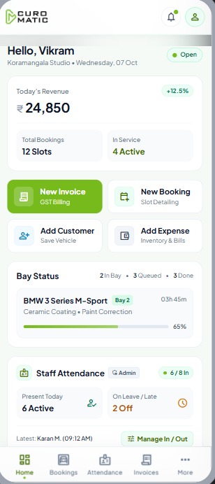 Curomatic Store Billing App Interface